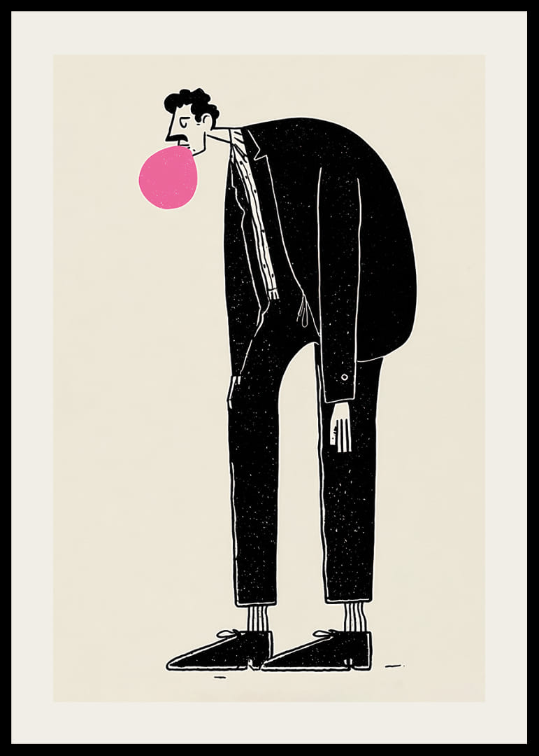 Lekfull figur med rosa tuggummi och stilrent uttryck-12