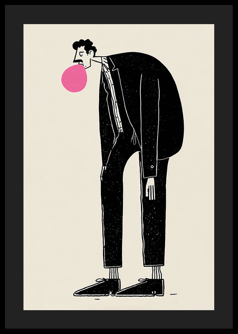 Lekfull figur med rosa tuggummi och stilrent uttryck-12