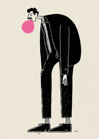 Legesyg figur med lyserød tyggegummi og stilfuldt udtryk-3