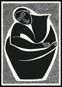 Een krachtige zwart-witposter die introspectie uitstraalt-0