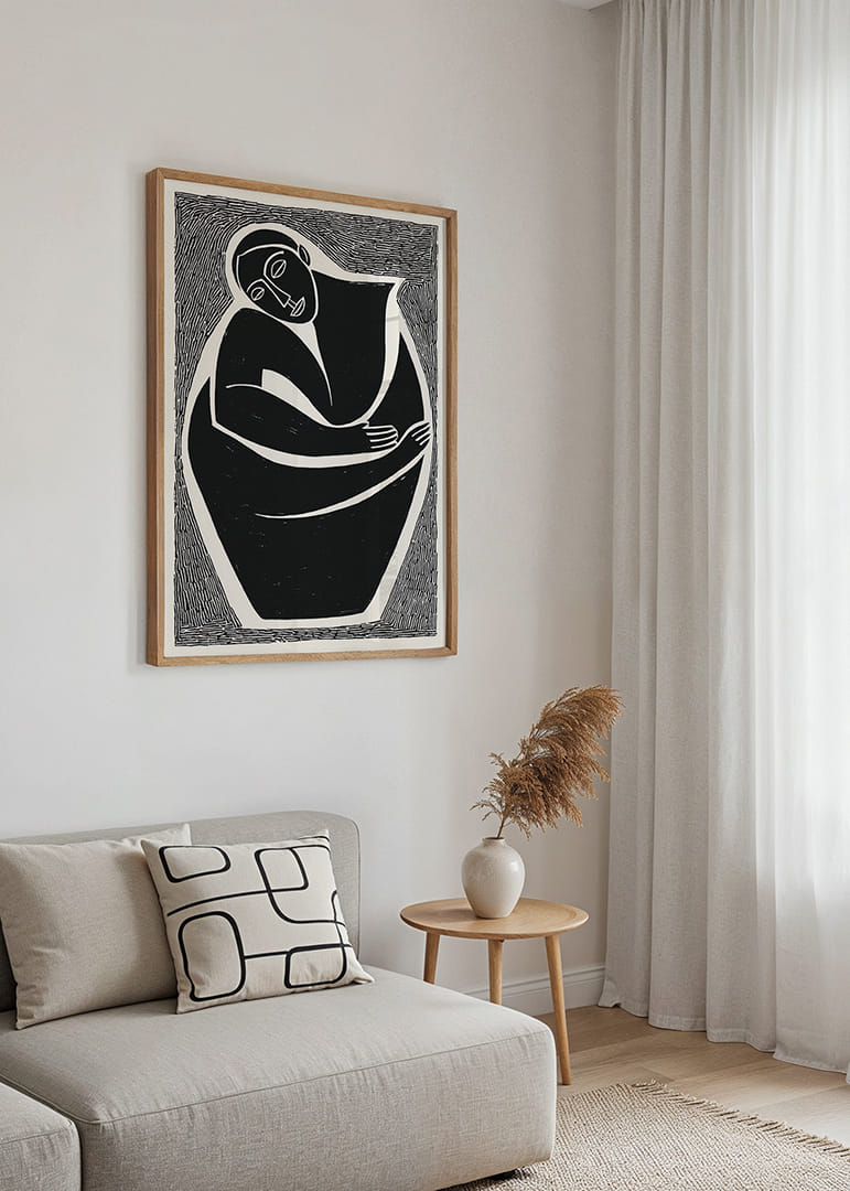 Een krachtige zwart-witposter die introspectie uitstraalt-12