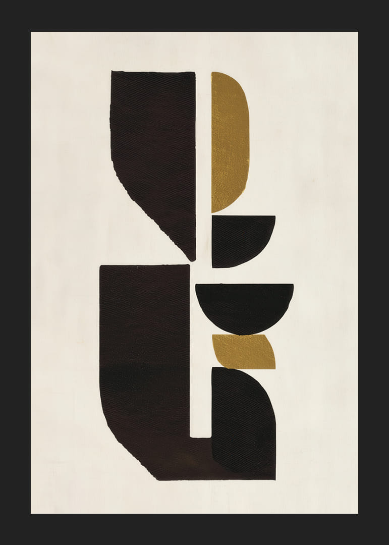 Abstrakčios auksinių ir juodų tonų formos sukuria harmoniją-12