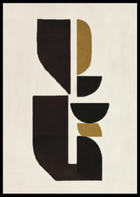 Des formes abstraites aux tons dorés et noirs créent une harmonie-2