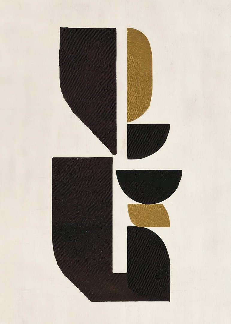 Des formes abstraites aux tons dorés et noirs créent une harmonie-12