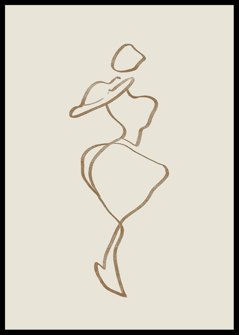 Elegant stregtegning af en stilfuld figur, tidløs og sofistikeret-12