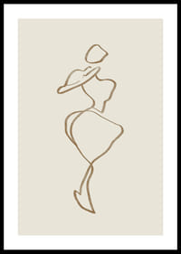 Elegant stregtegning af en stilfuld figur, tidløs og sofistikeret-0