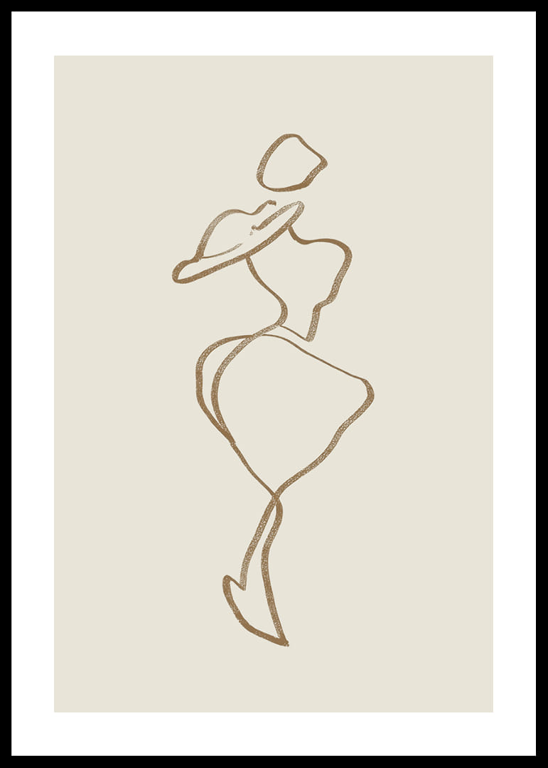 Elegant stregtegning af en stilfuld figur, tidløs og sofistikeret-12