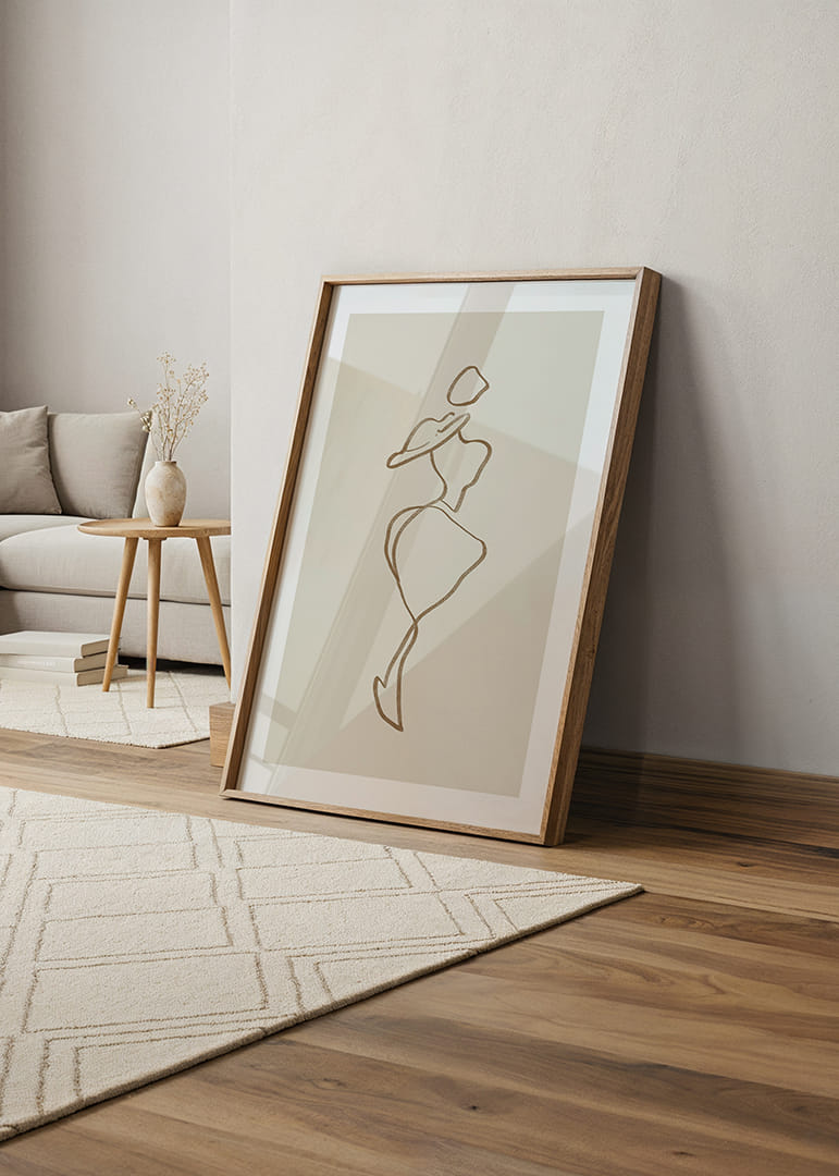 Elegant stregtegning af en stilfuld figur, tidløs og sofistikeret-12