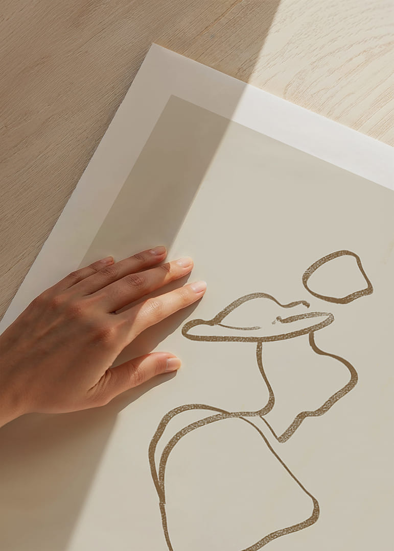 Elegant stregtegning af en stilfuld figur, tidløs og sofistikeret-12