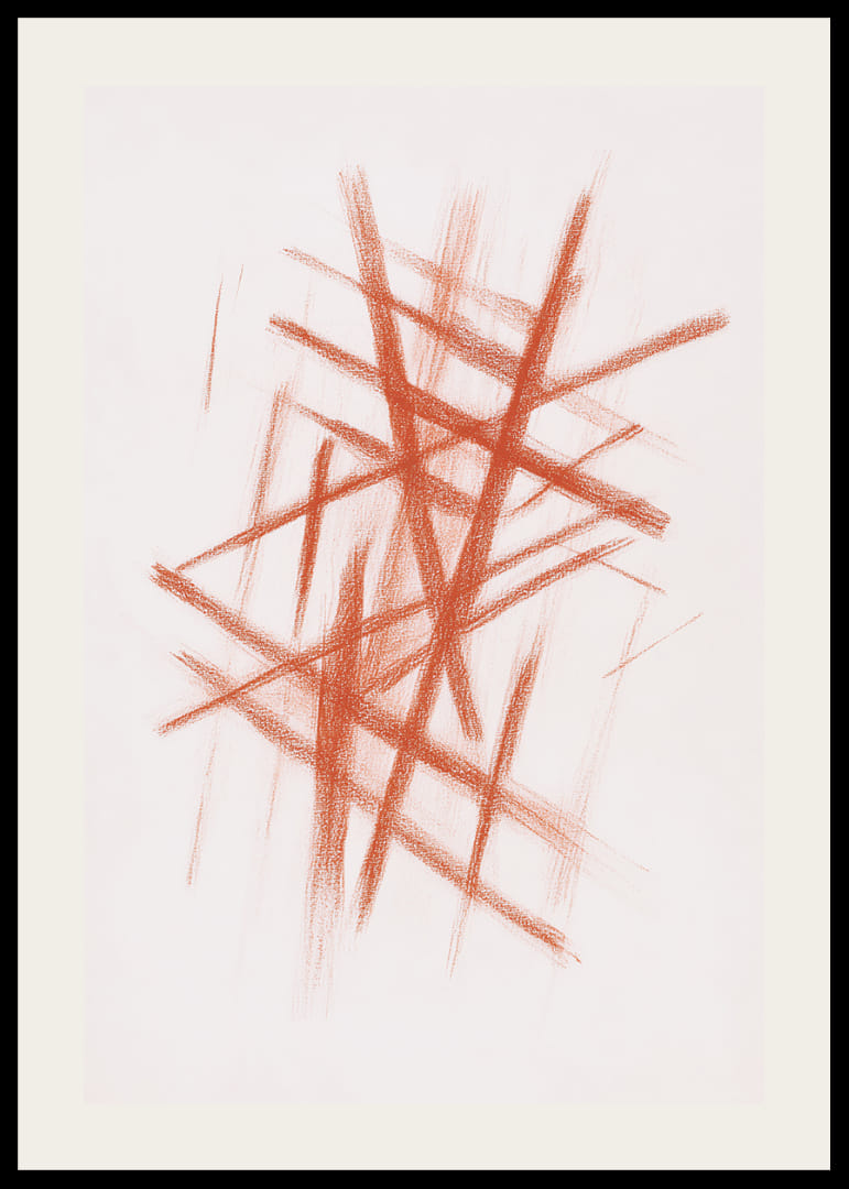 Dramatiska röda streck korsar ett ljust fält-12