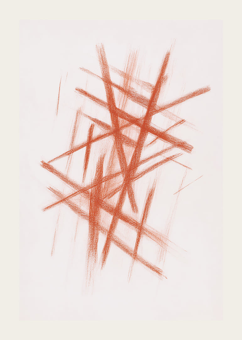 Dramatiska röda streck korsar ett ljust fält-12