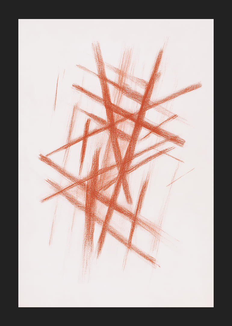 Dramatiska röda streck korsar ett ljust fält-12