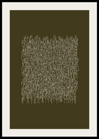 An intricate pattern of white lines on an olive green background-2