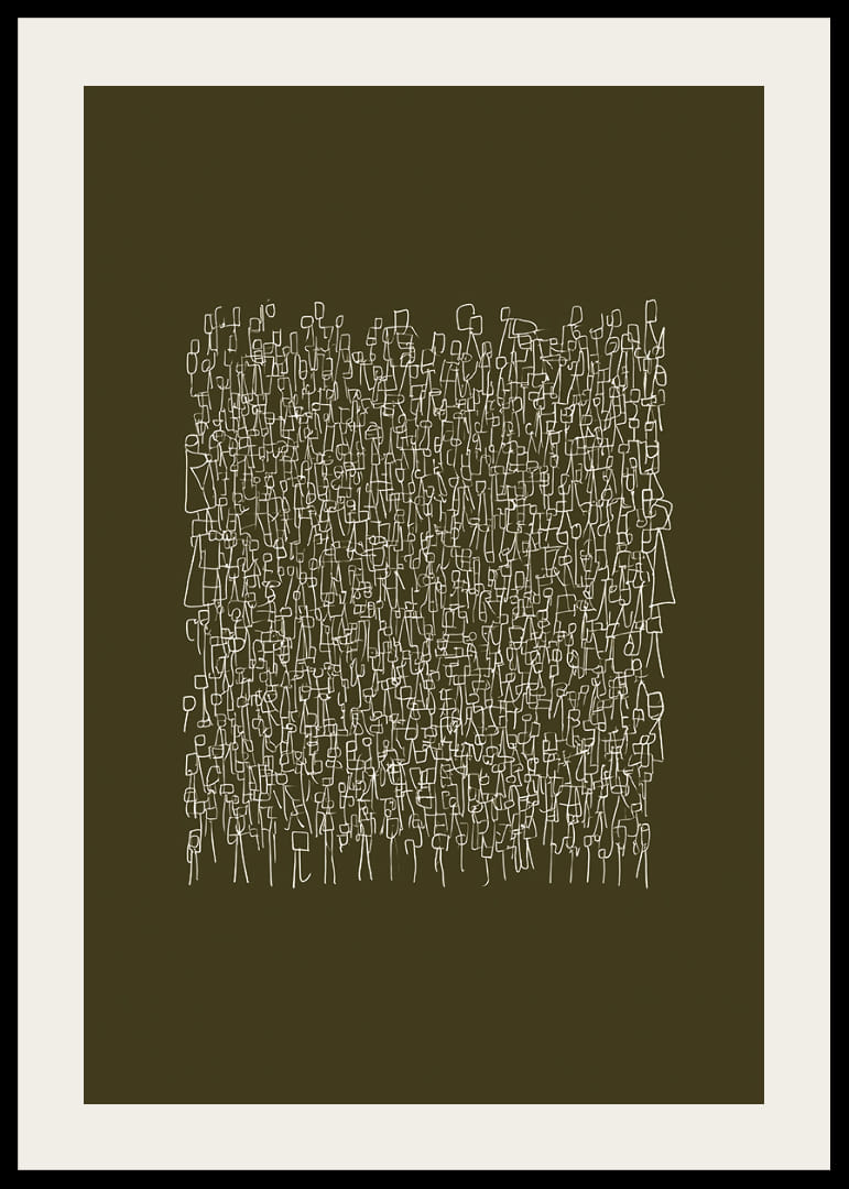 An intricate pattern of white lines on an olive green background-12