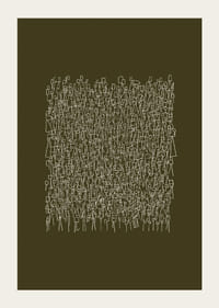 An intricate pattern of white lines on an olive green background-3