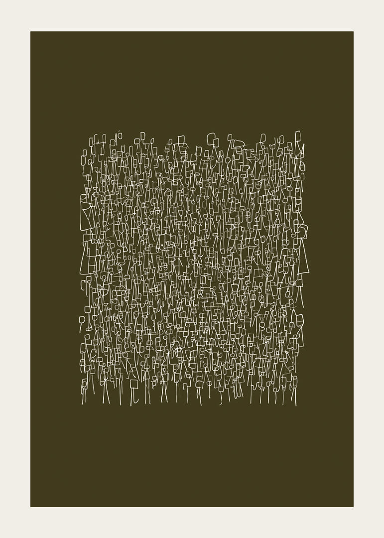 An intricate pattern of white lines on an olive green background-12