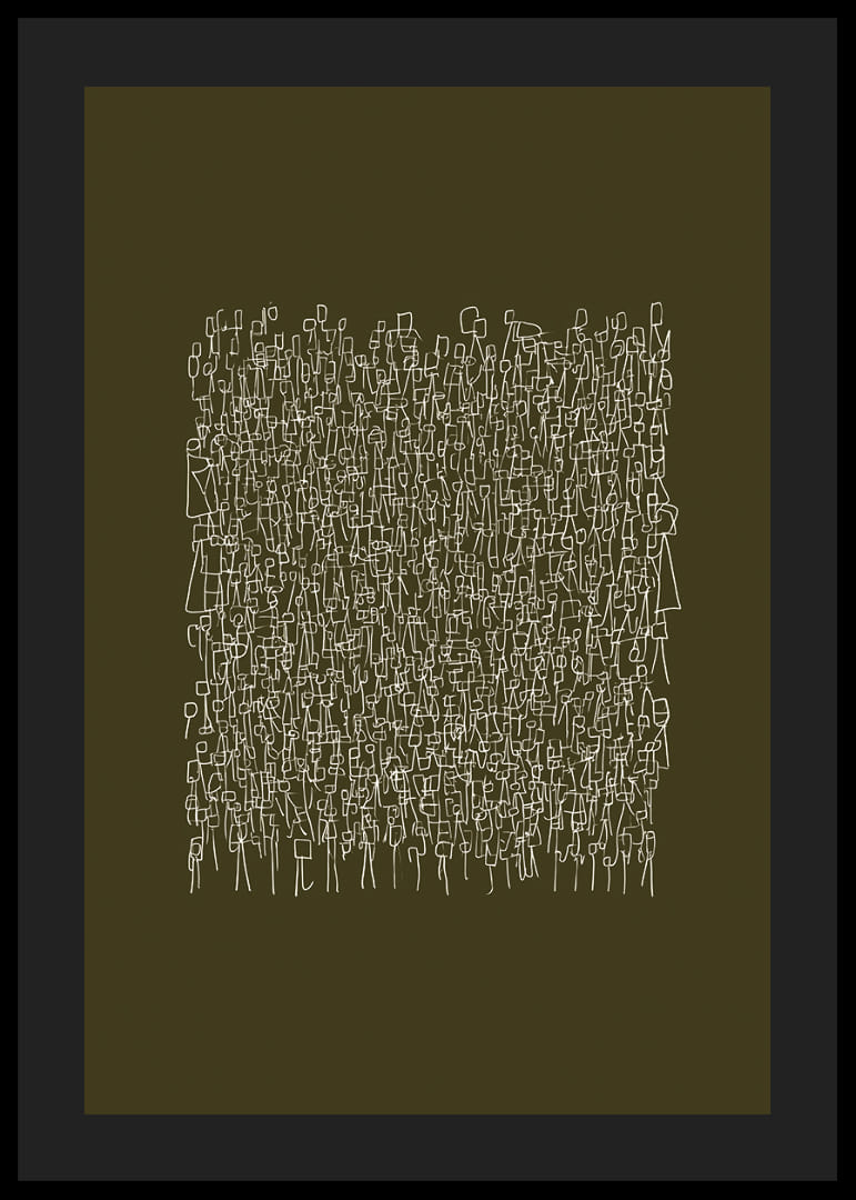 An intricate pattern of white lines on an olive green background-12