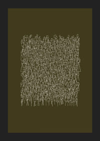 An intricate pattern of white lines on an olive green background-5