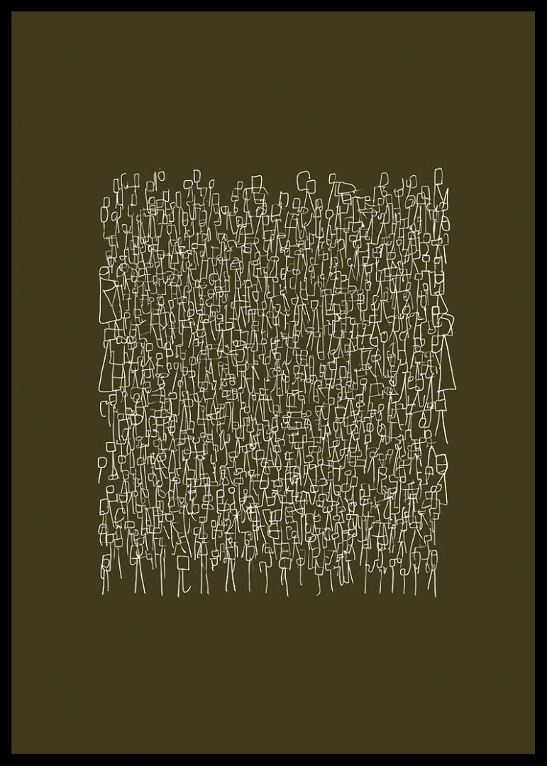 Un intrincado patrón de líneas blancas sobre un fondo verde oliva-12