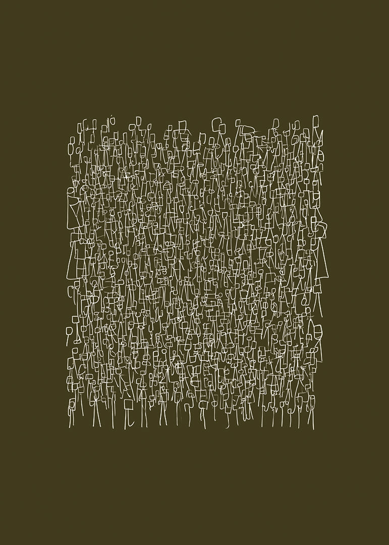 Un intrincado patrón de líneas blancas sobre un fondo verde oliva-12