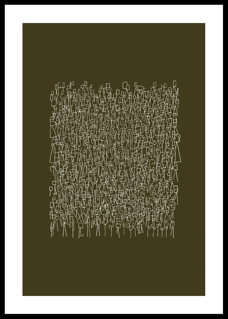 Un intrincado patrón de líneas blancas sobre un fondo verde oliva-12