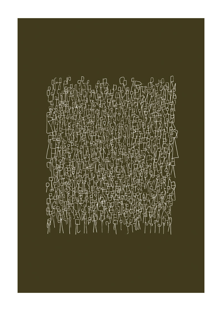 Un intrincado patrón de líneas blancas sobre un fondo verde oliva-12