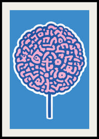 Playful poster with brain swirls against a blue background-2