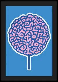 Playful poster with brain swirls against a blue background-4
