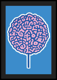 Playful poster with brain swirls against a blue background-4