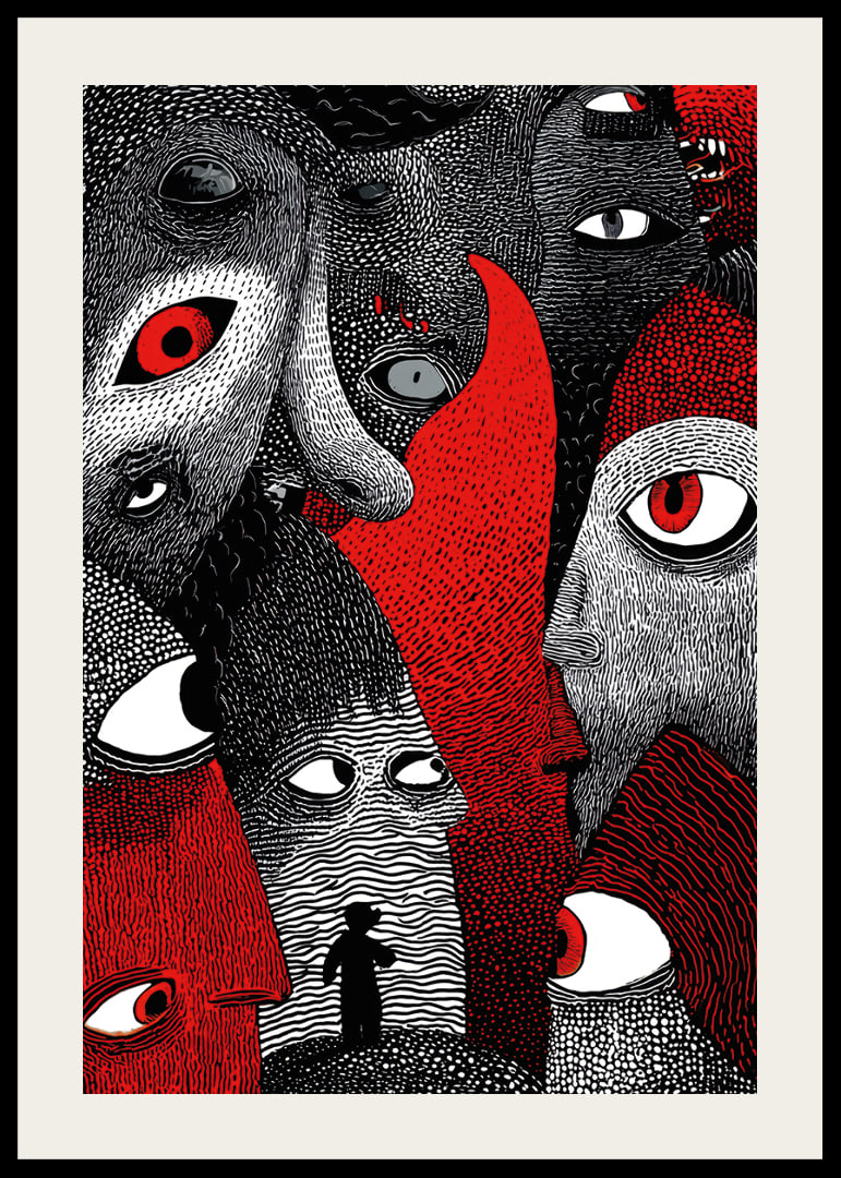 Intense red and black patterns create a mysterious atmosphere-12