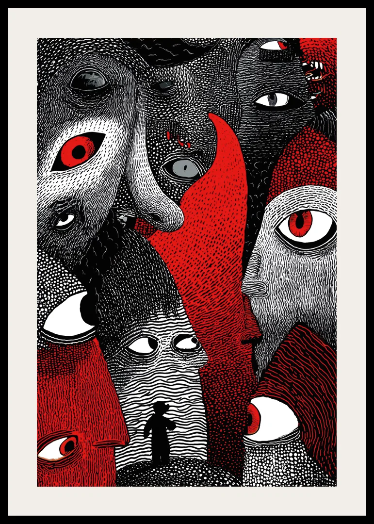 Intense red and black patterns create a mysterious atmosphere-12