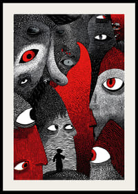 Intense red and black patterns create a mysterious atmosphere-2