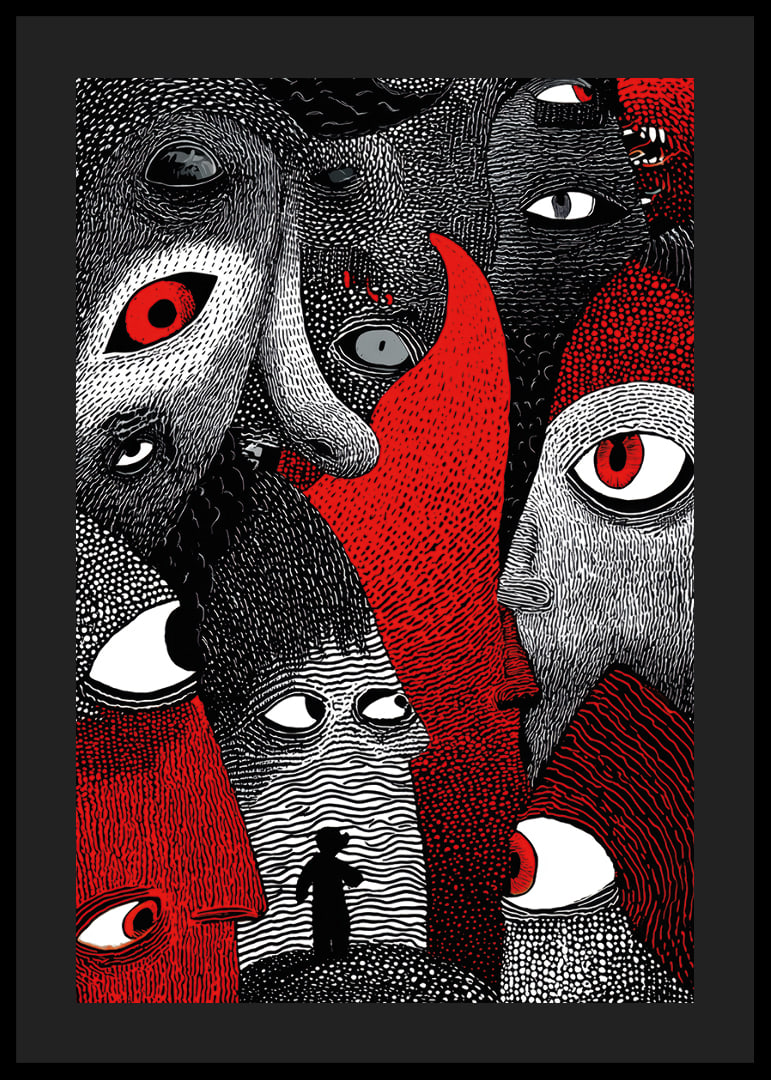 Intense red and black patterns create a mysterious atmosphere-12