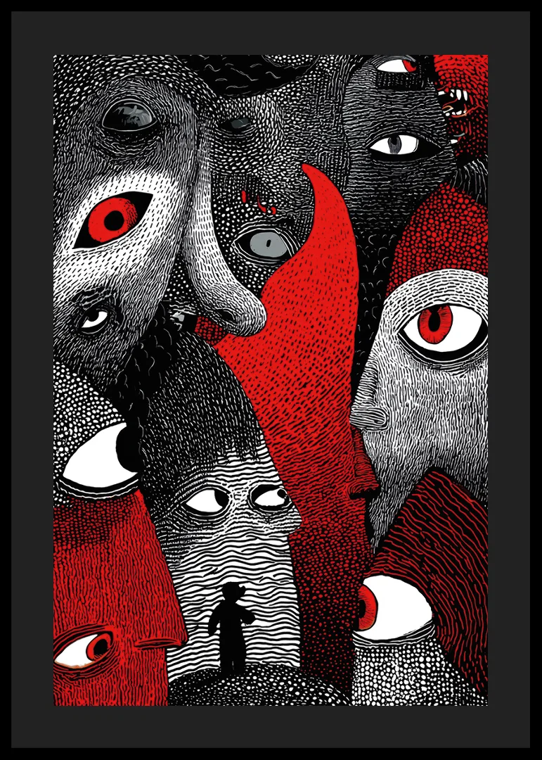 Intense red and black patterns create a mysterious atmosphere-12