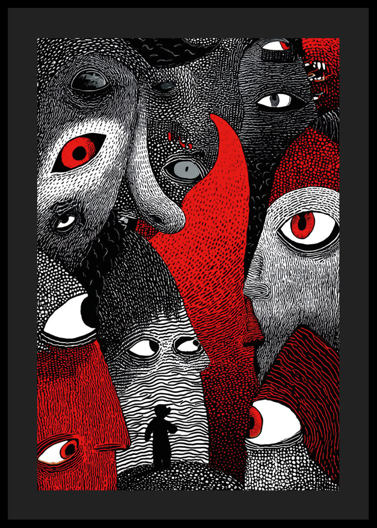 Intense red and black patterns create a mysterious atmosphere-12