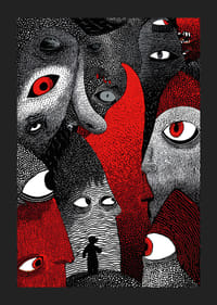 Intense red and black patterns create a mysterious atmosphere-5