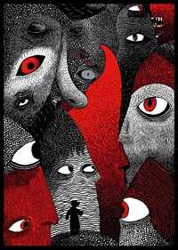 Intense red and black patterns create a mysterious atmosphere-6