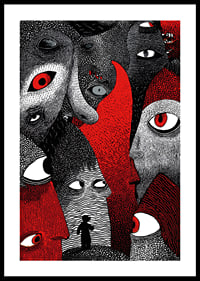 Intense red and black patterns create a mysterious atmosphere-0