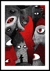 Intense red and black patterns create a mysterious atmosphere-0