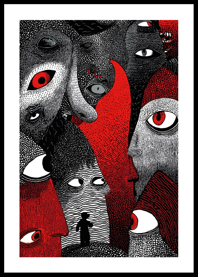 Intense red and black patterns create a mysterious atmosphere-12