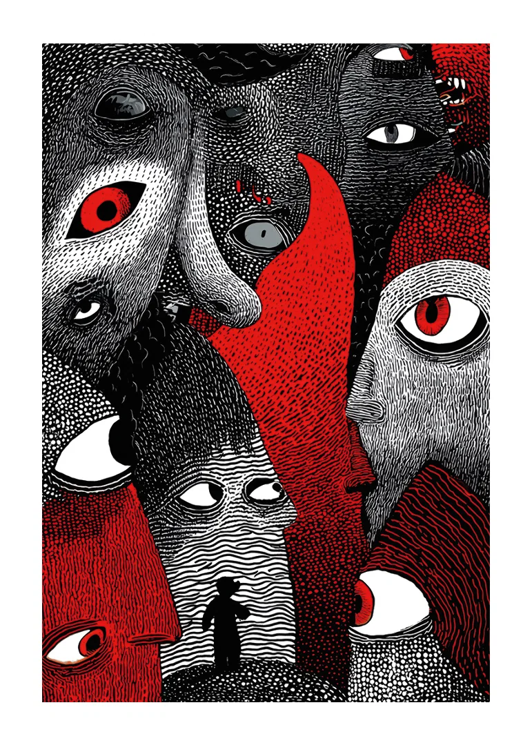 Intense red and black patterns create a mysterious atmosphere-12