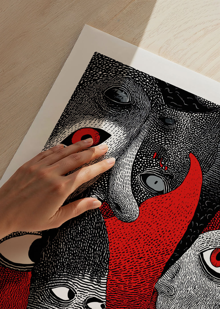 Intense red and black patterns create a mysterious atmosphere-12