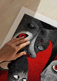 Los intensos estampados rojos y negros crean una atmósfera misteriosa.-5