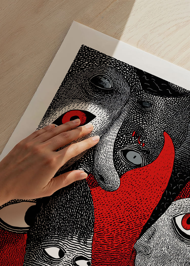 Los intensos estampados rojos y negros crean una atmósfera misteriosa.-12