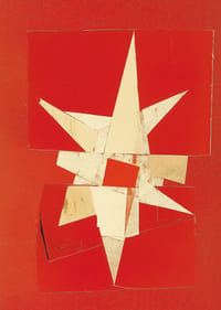 Una brillante abstracción en intenso rojo y blanco-3