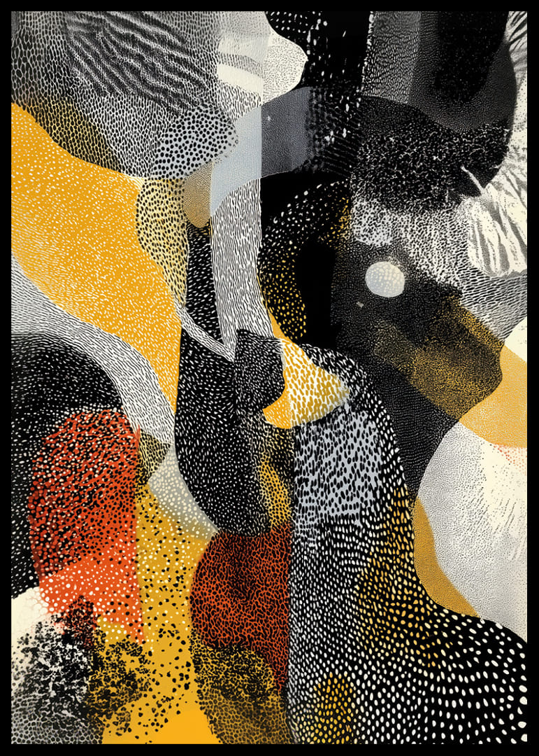 Una obra de arte colorida con patrones y texturas dinámicas.-12