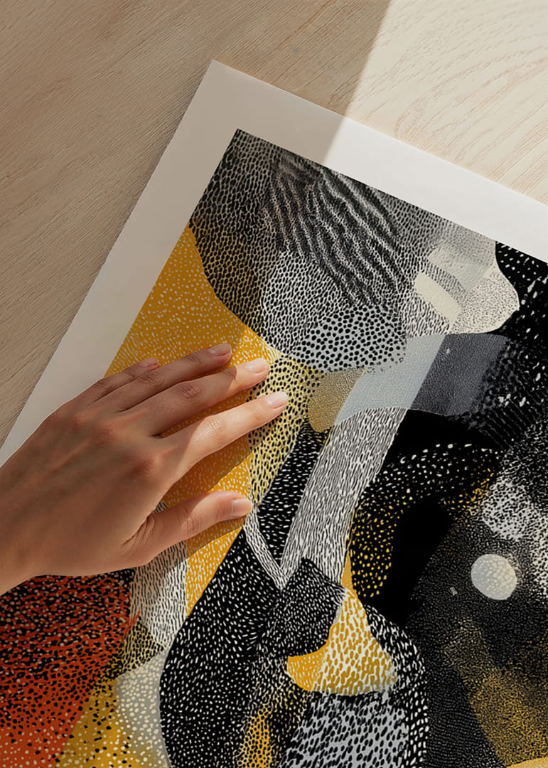 Una obra de arte colorida con patrones y texturas dinámicas.-12