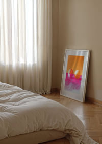 Two spheres float in neon colors against an ethereal sky-2