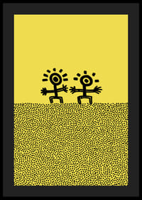 Två glada figurer dansar mot en solig bakgrund-4