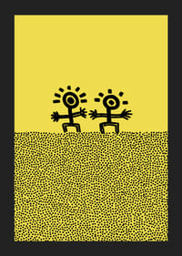 Två glada figurer dansar mot en solig bakgrund-5